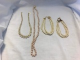 Lot of 4 Faux Pearl Necklaces