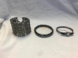 Lot of 3 Silver-Tone Bracelets