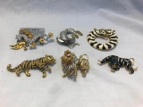 Lot of 6 Animal Themed Brooches