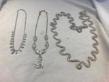 Lot of 3 Silver-Tone Rhinestone Necklaces