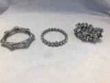Lot of 3 Silver-Tone Bracelets