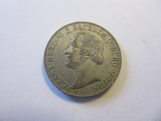 1845F .52 Silver German States SAXE-COBURG-GOTHA 1/6 Thaler Coin