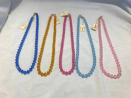 Lot of 5 Colored Genuine Austrian Crystal Necklaces