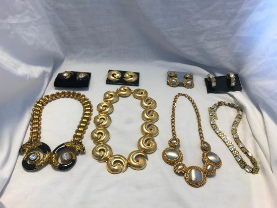 Lot of 4 Gold-Tone Necklace and Earring Sets