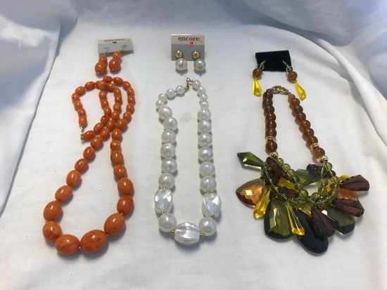 Lot of 3 Necklace and Earring Sets