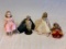 Lot of 4 Vintage Dolls with one Antique Bisque Doll
