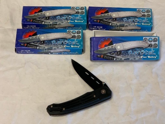 Lot of 4 Frost Cutlery AEROTEK 4 3/4" Closed Linerlock Knife NEW 18-263B