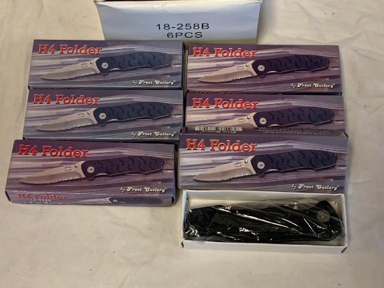 Lot of 6 Frost Cutlery H4 Folder 18-258B Pocket Knife 4 1/2 Closed LinerLock NEW 18-258B