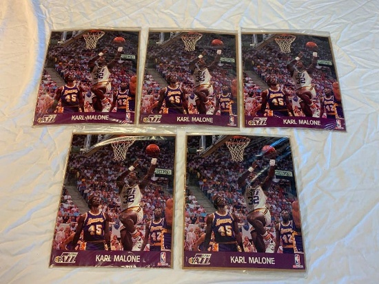 Lot of 5 KARL MALONE Utah Jazz 8x10 Color Photos NBA Hoops Action Photos NEW