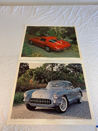 1956 and 1963 CORVETTE 20" x 16 3/4" Poster by Princeton 1977