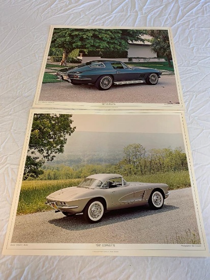 1961 and 1967 CORVETTE 20" x 16 3/4" Poster by Princeton 1977