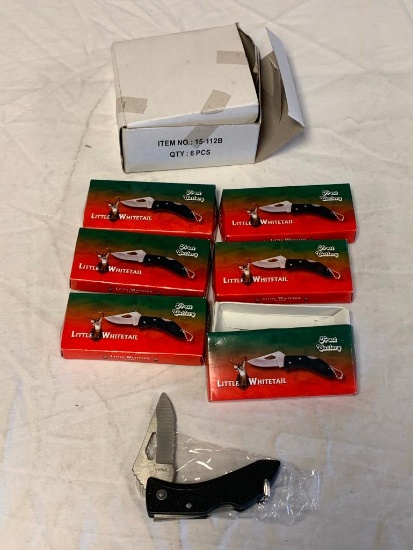 Lot of 6 Frost Cutlery Little Whitetail 2 5/8" Tactical Folder KNIFE NEW IN BOX 15-112B