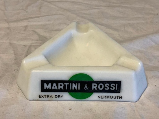 Vintage Martini & Rossi Opalex Advertising Ashtray Made France 5" Triangle