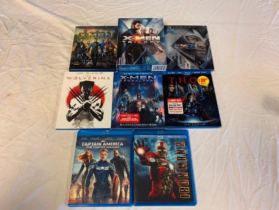 Lot of 10 Marvel BLU-RAY Movies-X-Men, Iron Man, Captain America, Thor