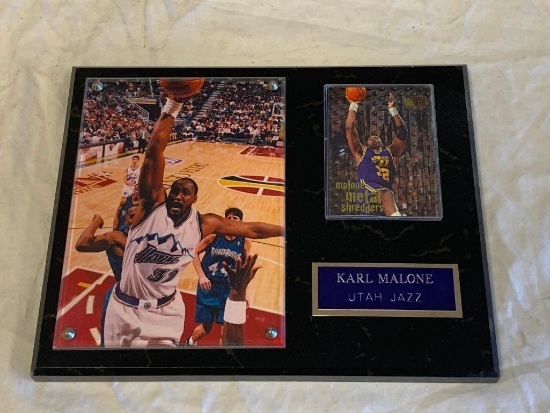 KARL MALONE Utah Jazz Wall Plaque with photo and Trading Card