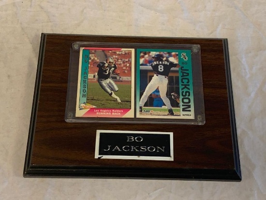BO JACKSON White Sox and Raiders Trading Cards Wall Plaque