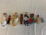 Lot of 7 Vintage Antique Dolls Miniature