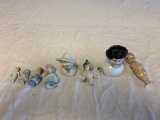 Lot of 8 Miniature porcelain Dolls Figures and CHINA Head