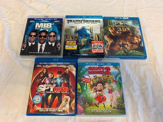 Lot of 5 BLU-RAY 3D Movies- Transformers, MIB 3