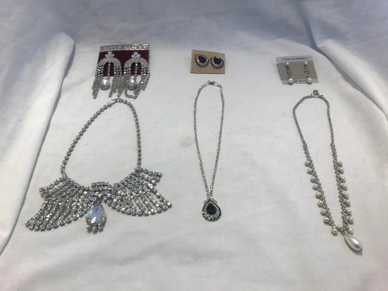 Lot of 3 Rhinestone Necklace and Earring Sets