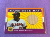 DON BAYLOR 2001 UD Baseball Game Used BAT Card