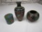 Lot of 3 cloisonne, enamel, and brass items