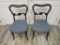 Pair of Vintage Blue Cushion Wooden Chairs