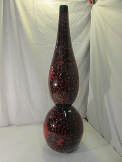 Large Black and Red Spotted Vase 40" Tall