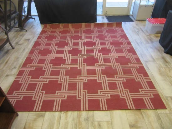 115"x95" Red and White Design Outdoor Rug