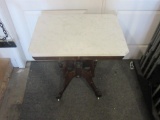 Antique Victorian Marble Top Walnut Parlor Table