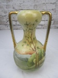 Hand painted gold-handled vase made in Japan