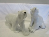 Pair of Russian porcelain polar bear statues