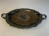 Vintage Brass Embossed Design Serving Tray