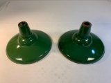 2 Vintage Green Porcelain Pendant Light Shades