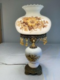 Vintage Glass Table Shade Floral Parlor Lamp
