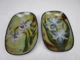 Set of 2 porcelain hand painted decorative plates
