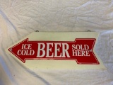 Ice Cold Beer Sold Here Metal Sign On wood