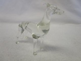 Hand blown clear glass greyhound dog figurine