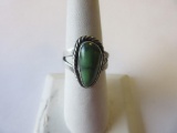 .925 Silver 4.8g Size 8 Green Stone Ring
