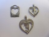 3 .925 Silver Heart Design Pendants 5.1g TW