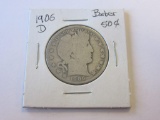 1906-D .90 Silver Barber Half Dollar