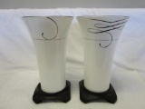 Pair of Waterford bone china vases with bases