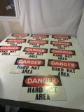 Lot of 12 'Danger Hard Hat Area' Signs