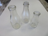 Lot of 3 Vintage Glass Quart/Pint Milk Bottles