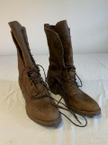Men's Brown Leather Lace Up Stitched Boots 10.5