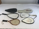 Lot of 3 Racquetball Racquets WITH CASES