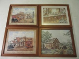 Lot of 4 Framed Prints of Old-School Storefronts