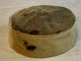 Vintage Ladies Beige & Brown Fur Pillbox Hat