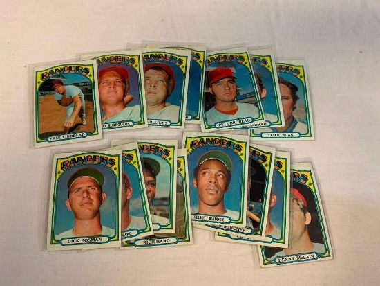 1972 Topps Baseball Lot of 15 RANGERS Cards