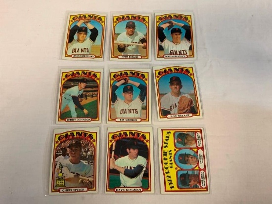 1972 Topps Baseball Lot of 9 GIANTS Cards